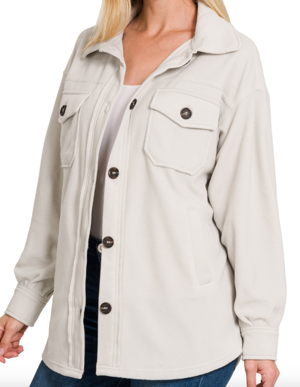 Oversized Fleece Shacked in Bone White