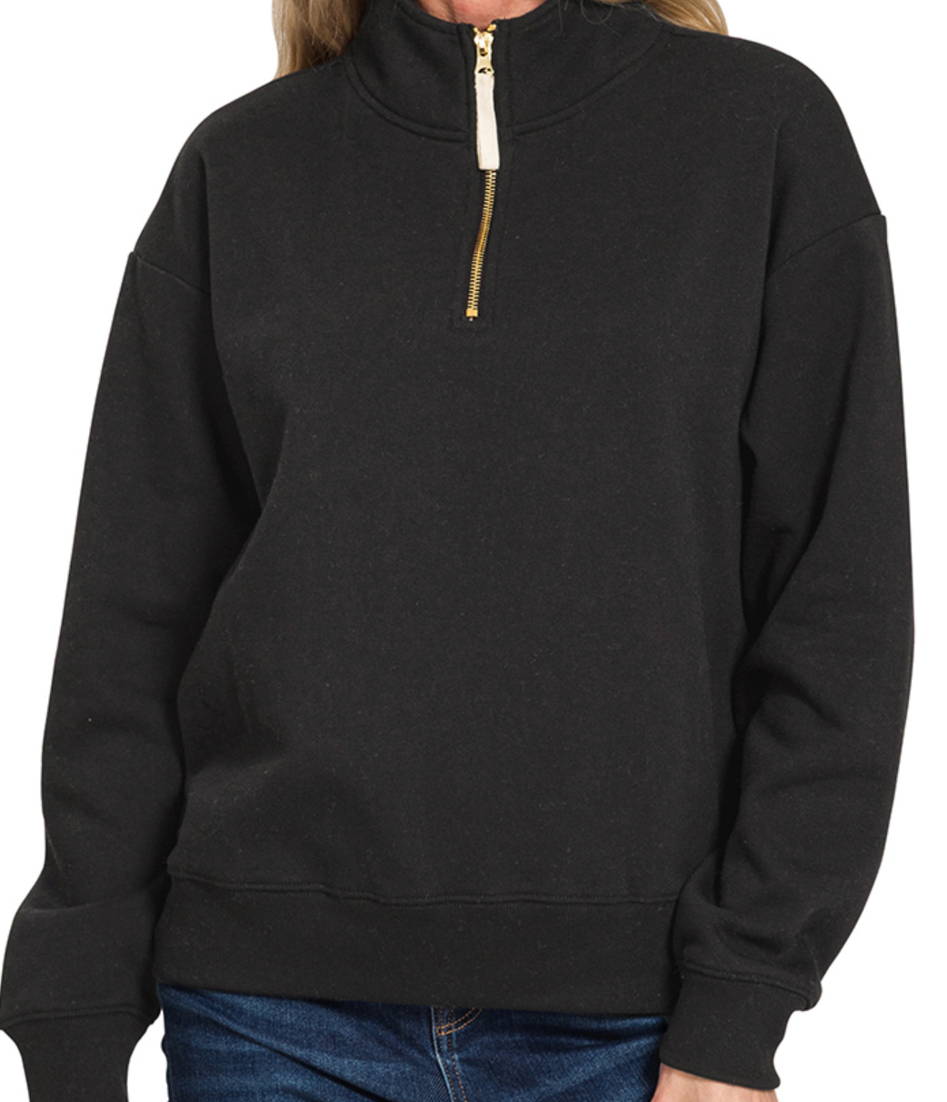 Fleece Half Zip in Black