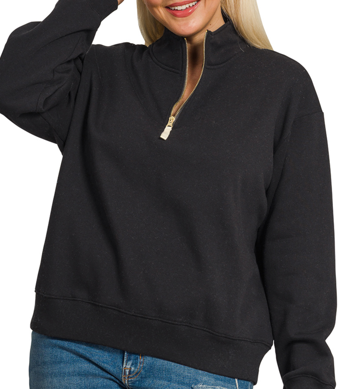 Fleece Half Zip in Black