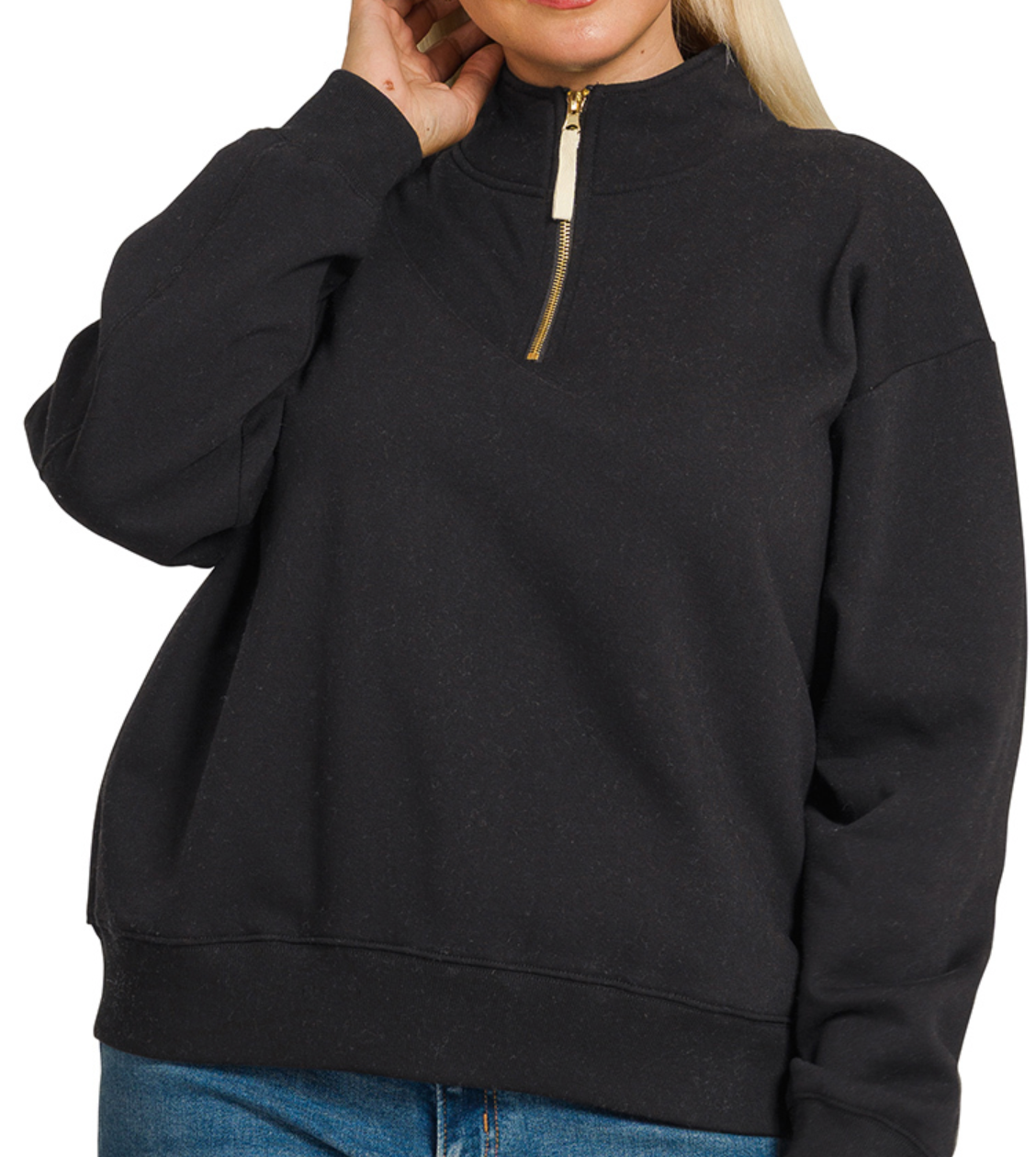 Fleece Half Zip in Black