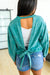 Tied Up In Cuteness Mineral Wash Sweater in Teal