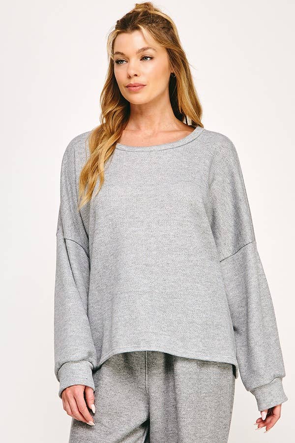 French Terry Top in Heather Grey
