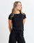 Round Trip Black Short Sleeve Crewneck Lightweight Sweater