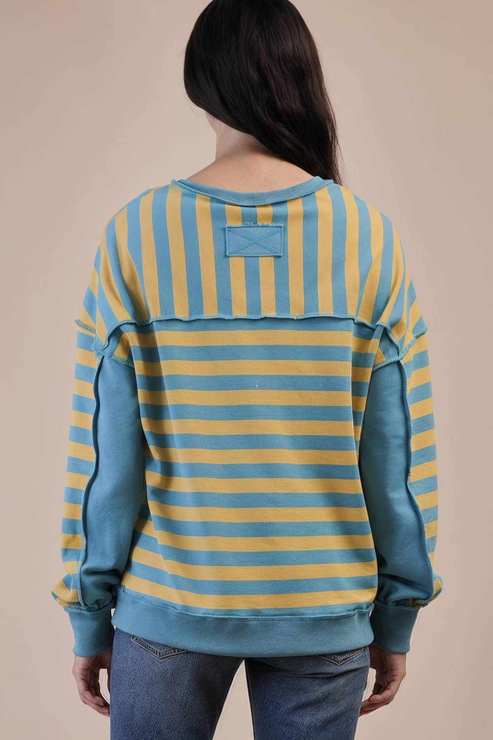 Oversized Striped Half Button Down Casual Knit Top