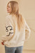 Flower Stitched Loose Fit Sweater in Ivory and Black