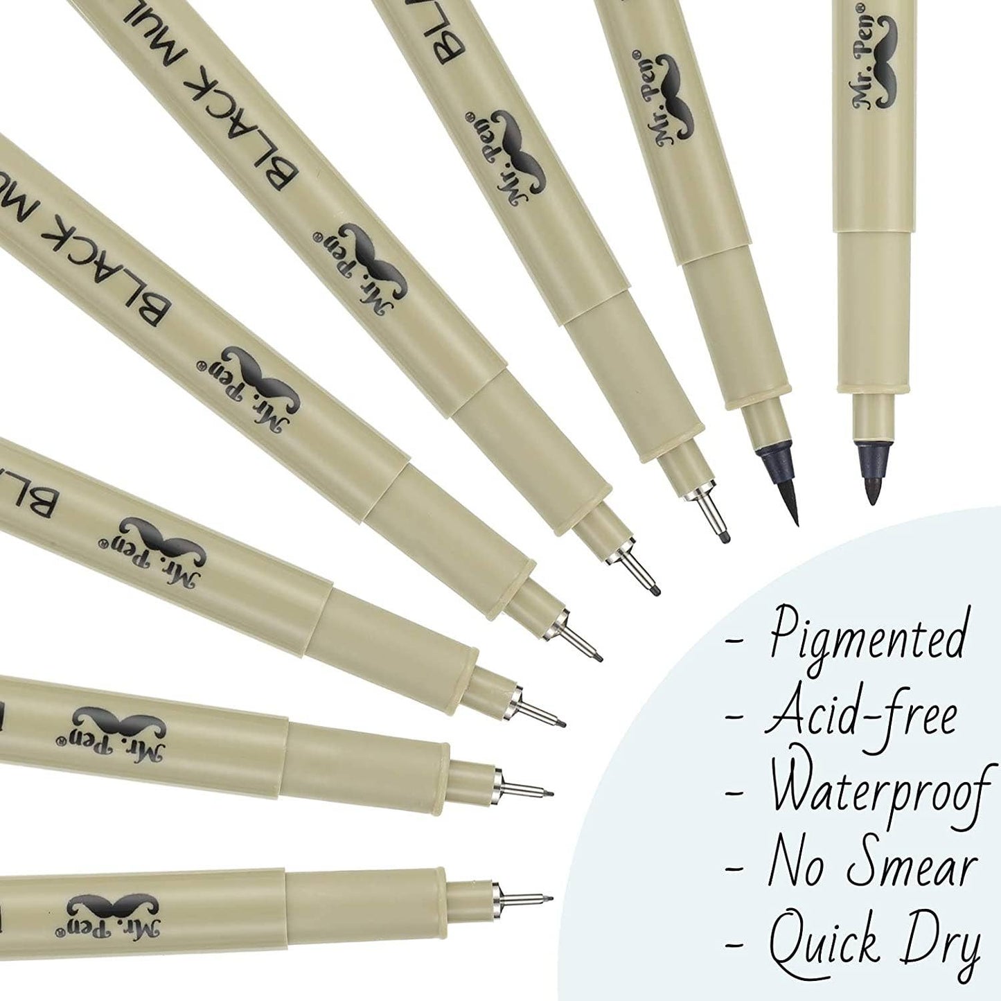 Mr. Pen Black Multiliner Drawing Pens - 8 Pack