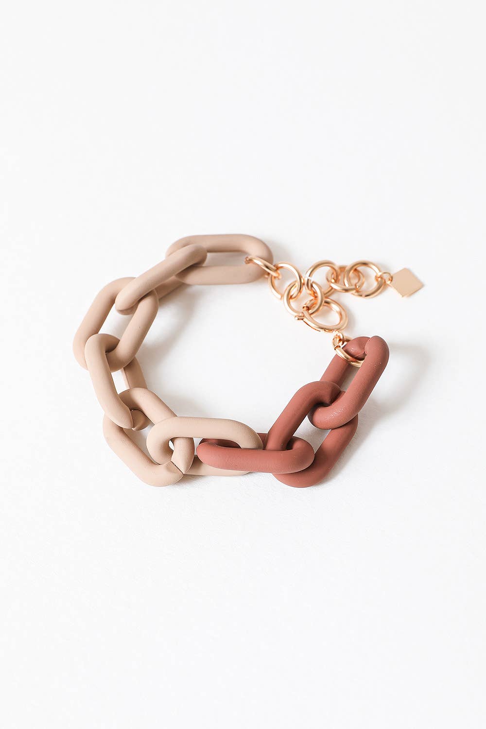Two-Tone Chunky Linked Chain Bracelet in Grey or Khaki