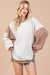 Contrast Textured Knit Sweatshirt in Cream