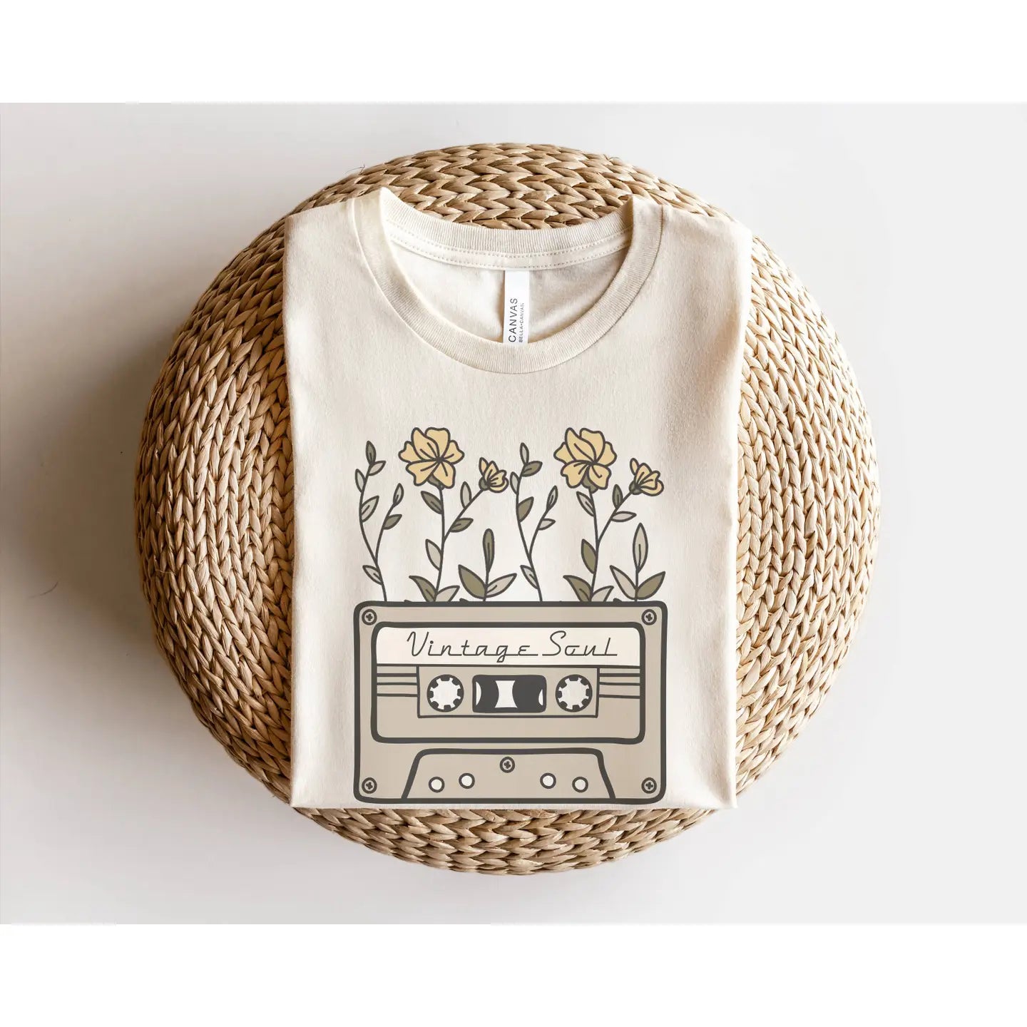 Cassette Vintage Soul Floral Graphic Tees Botanical Women's - Heather Natural