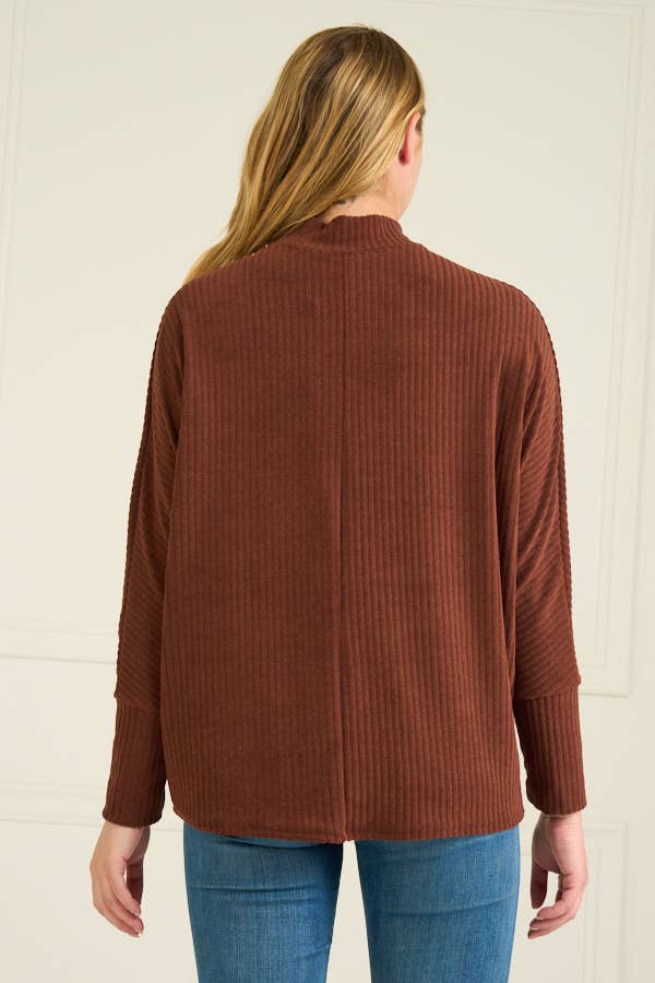 Cozy Women's Rib Top in Chestnut Brown