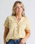 Melissa Yellow Striped Short Sleeve Buttondown Blouse