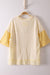 Oversized Mixed Media Knit Top in Light Lemon