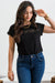 Back Button Lace Trim Blouse in Black