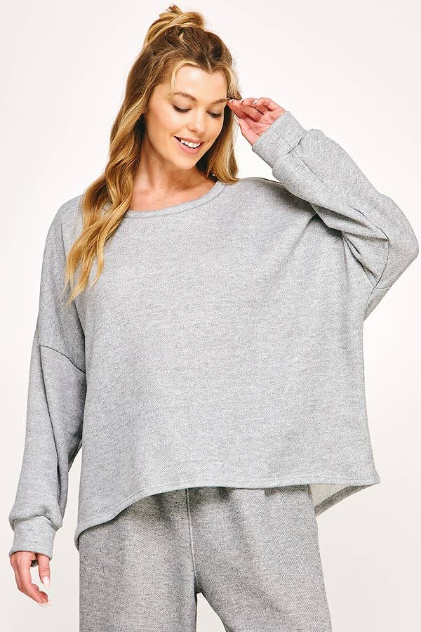 French Terry Top in Heather Grey