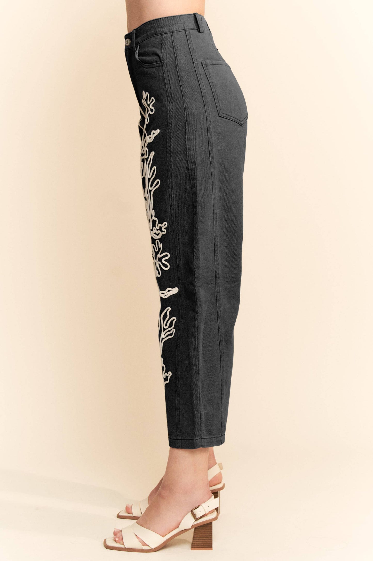 Corded Floral Embroidered Pants