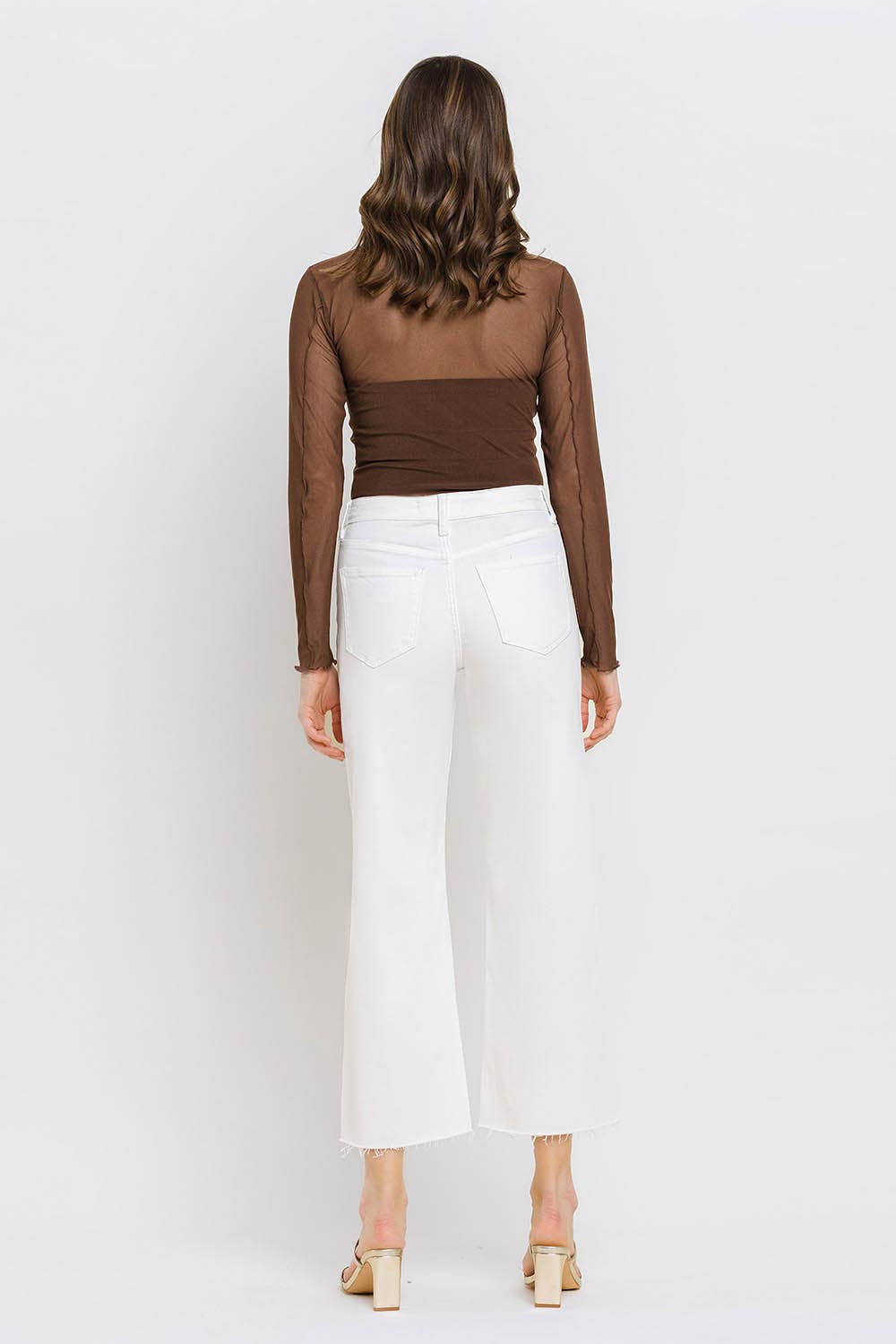 High Rise Wide Leg Denim in Optic White by Vervet