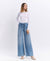 High Rise Elastic Tie Waistband Wide Denim by Flying Monkey
