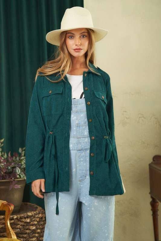 Washed Print Jacket in Emerald Green