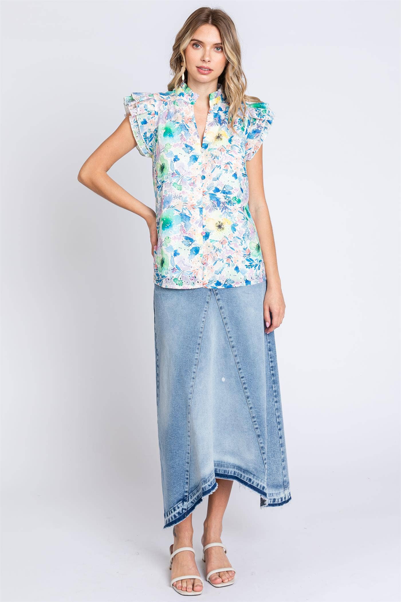 Cassidy Floral Watercolor Blouse
