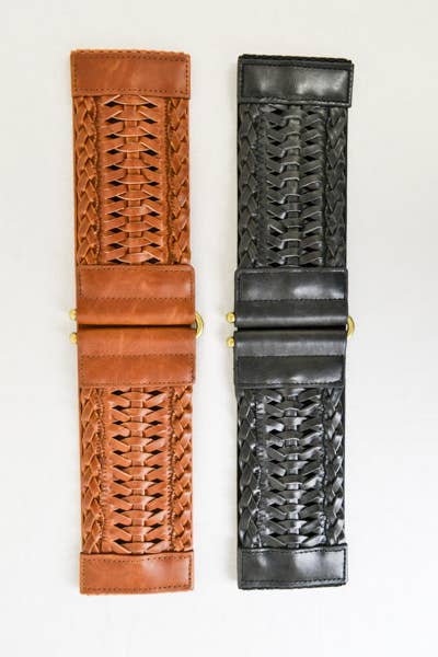 Leather Look Braid Elastic Belt