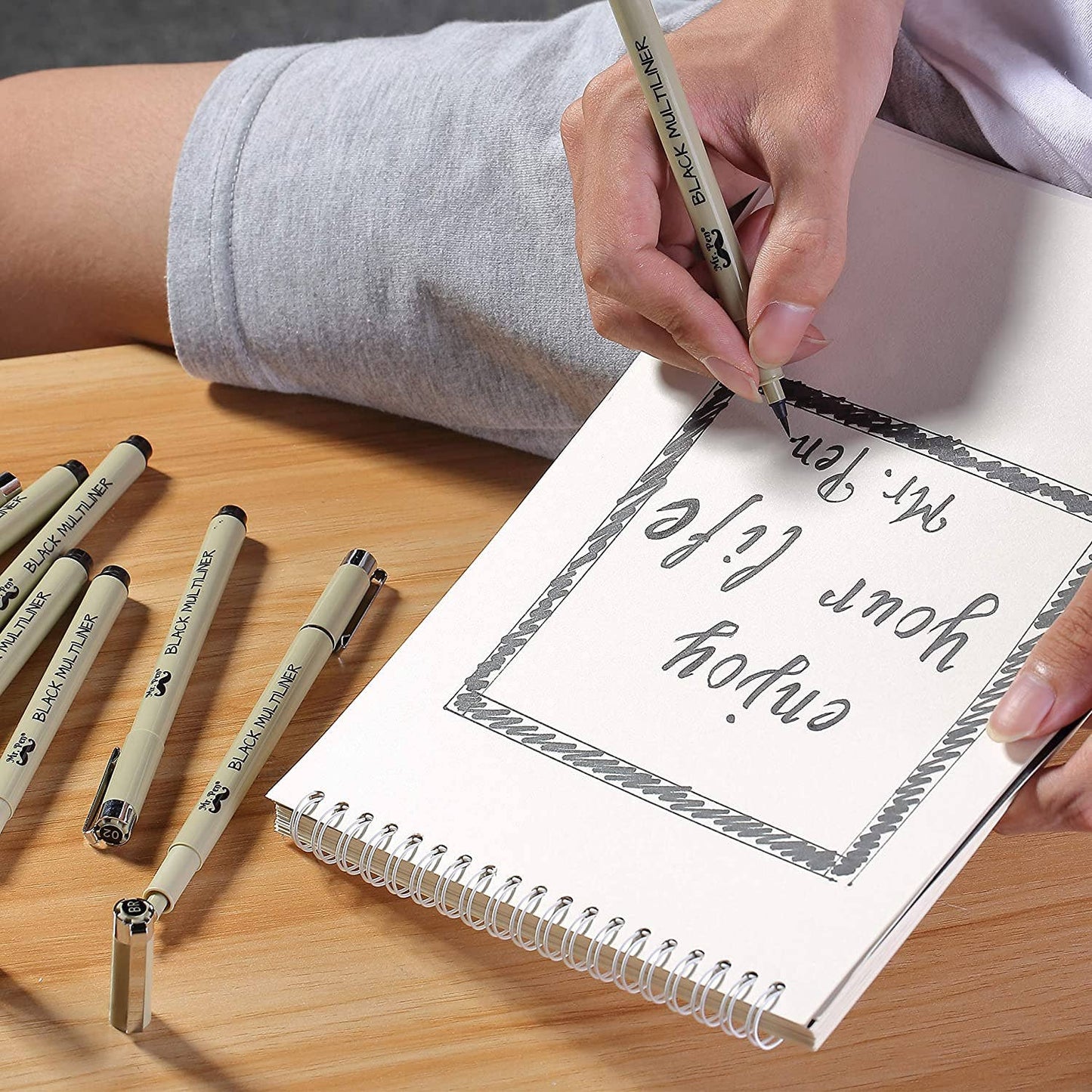 Mr. Pen Black Multiliner Drawing Pens - 8 Pack