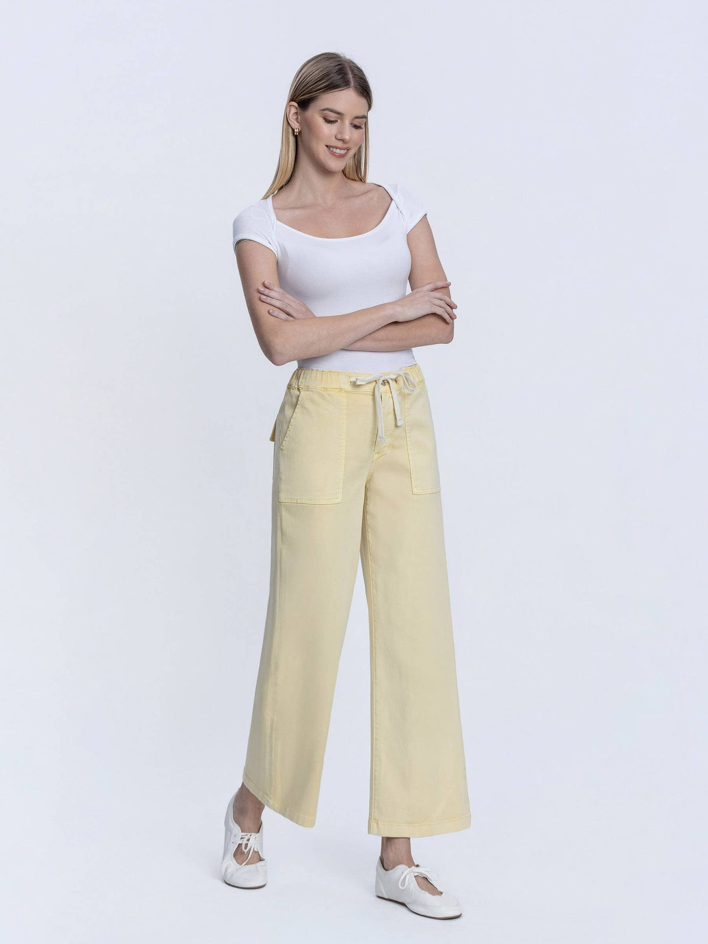 High Rise Wide Denim in Sundress Yellow by Lovervet