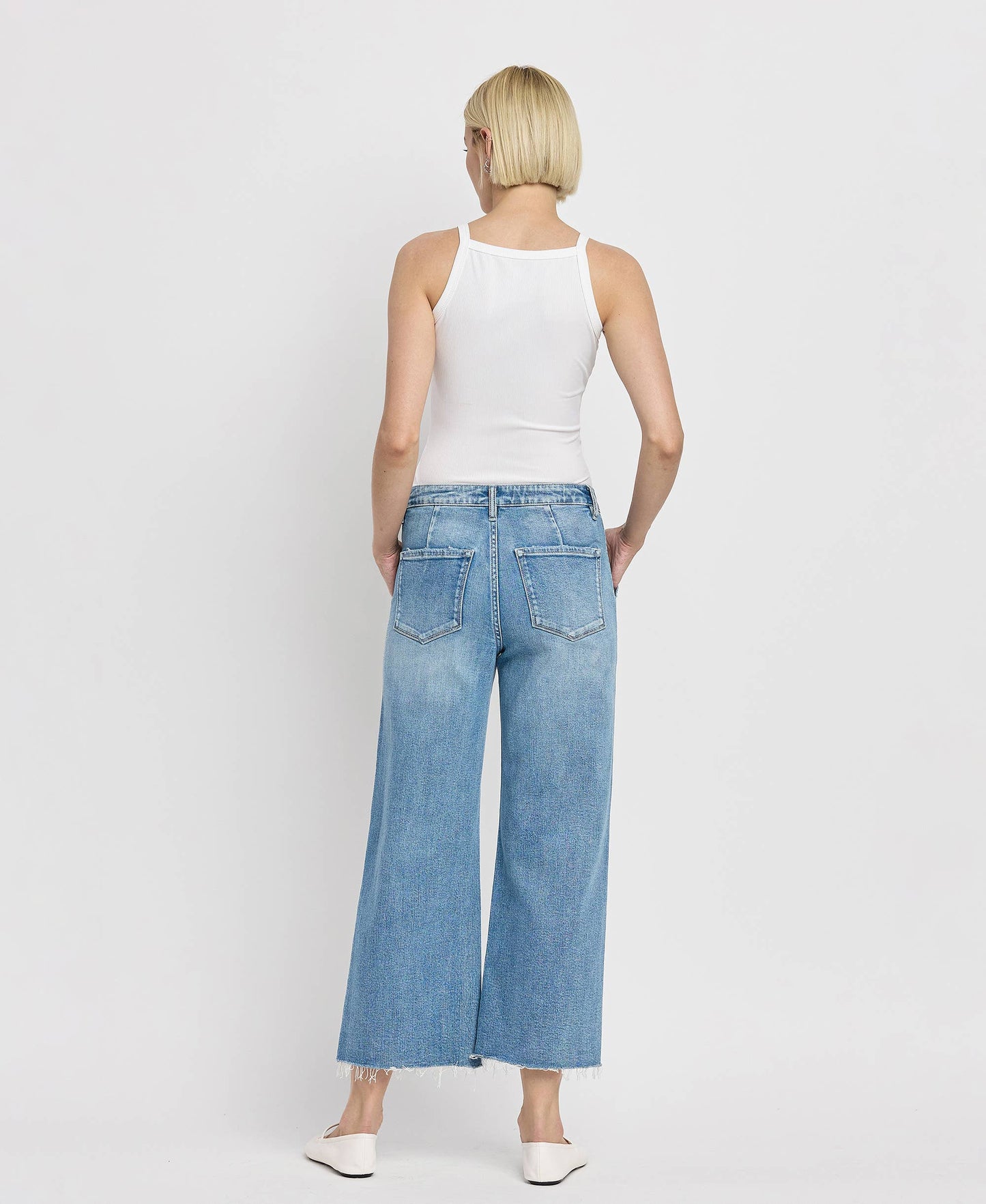 High Rise Utility Wide Jean in Medium Wash