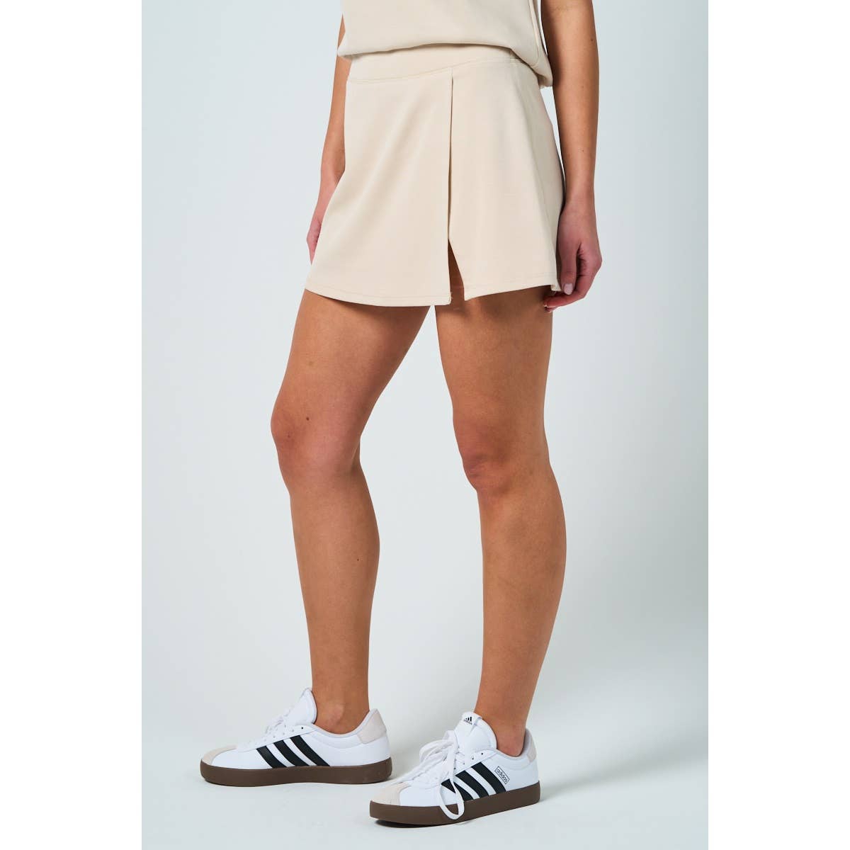 Soft Side Slit Skirt in Beige
