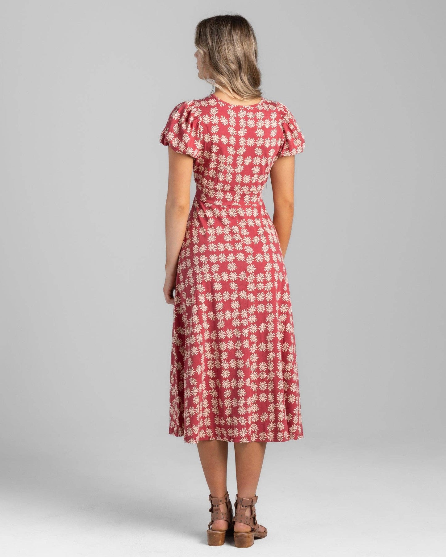 Mi Amor Daisy Midi Knit Dress in Red