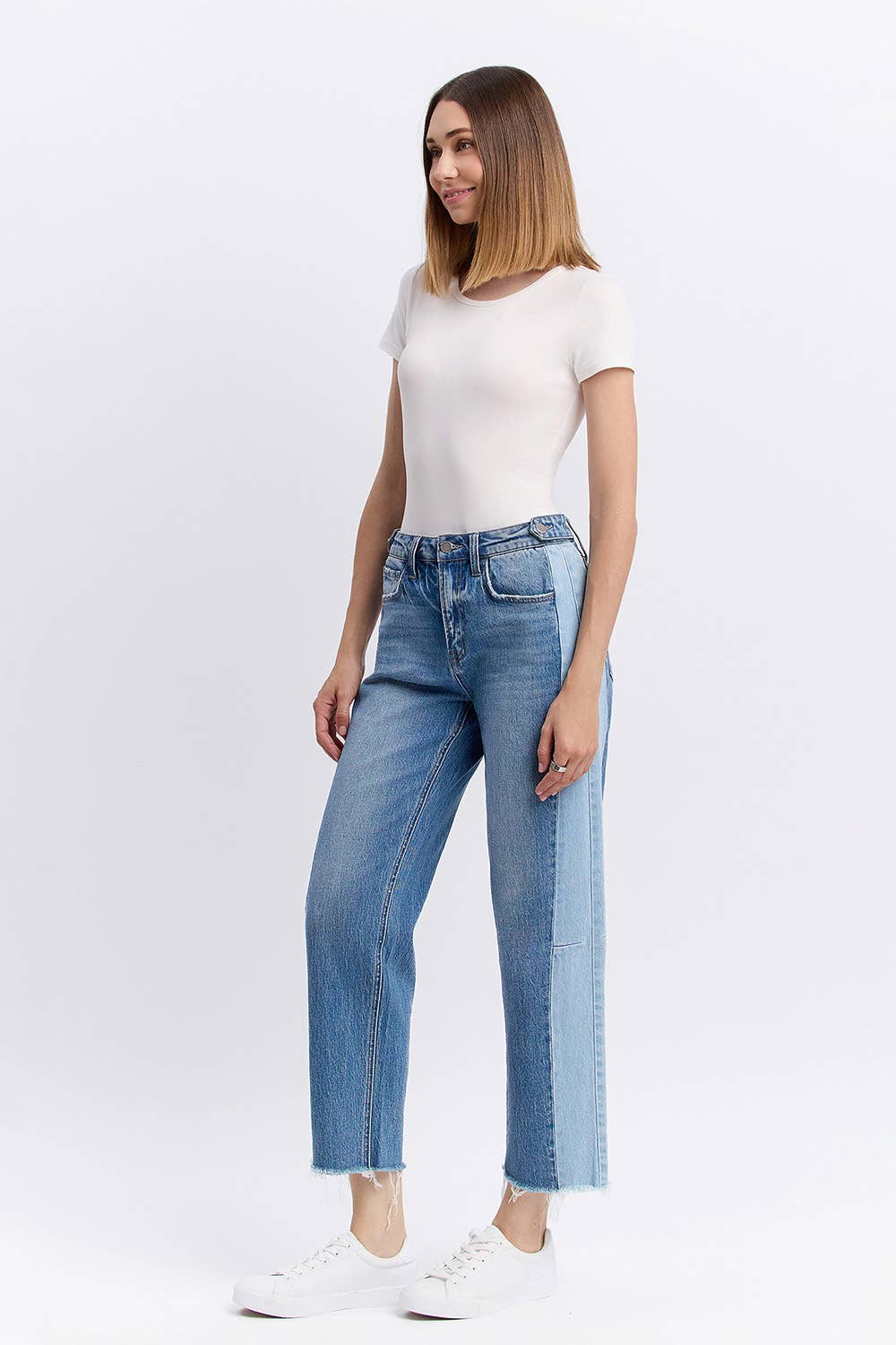 High Rise Two Tone Denim by Flying Monkey