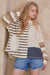 Mixed Stripe Long Sleeve Top with Lace Detail