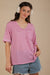 Oversized Stripe Casual V-Neck Knit Top in Orchid