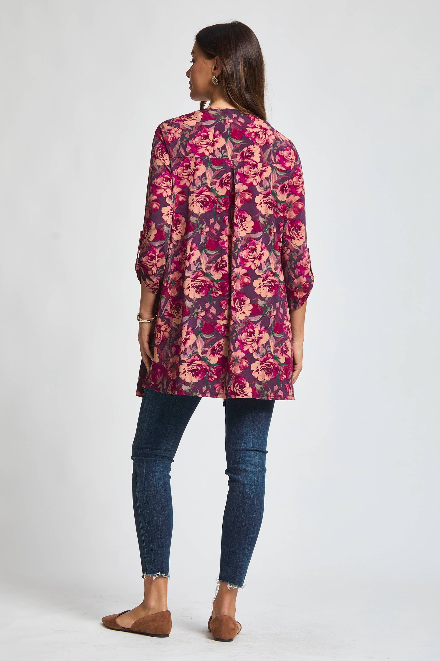 Floral Print Lizzy Cardigan in Wine