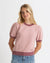 Pink Textured Short Sleeve Lightweight Sweater