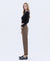 High Rise Tabbed Slim Wide Denim in Coffee by Flying Monkey