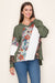 Patchwork V Neck Knit Pullover Top in Olive