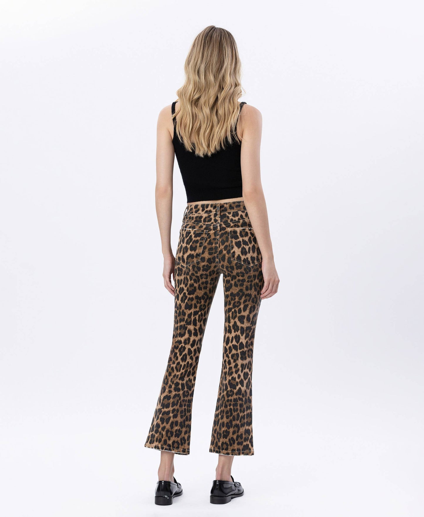 High Rise Leopard Kick Flare Jeans by Lovervet