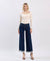 High Rise Cuffed Ankle Wide Jeans