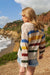 Multi Stripe Collared Knit Sweater Top in Cream