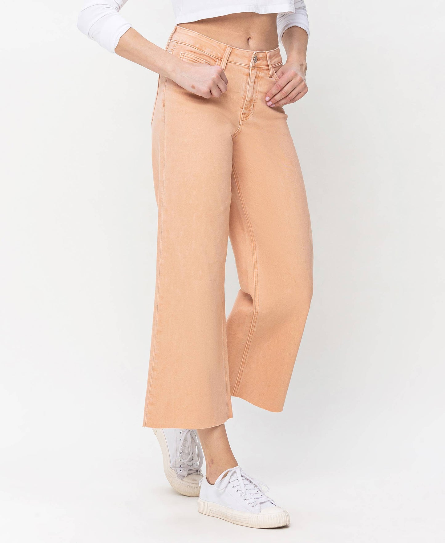 High Rise Wide Leg Denim in Soft Sand by Vervet
