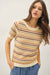 Stripe Short Sleeve Textured Sweater