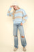 Color Block Fuzzy Knit Sweater in Sky Blue