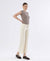 High Rise Raw Hem Ankle Wide Leg Denim in Off White by Lovervet
