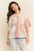 Patchwork Knit Pullover in Dusty Pink, Cream and Lace
