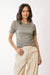 Mesh Lace Stretch Short Sleeve Blouse in Olive Khaki