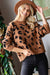 Leopard Crew Neck Sweater in Black & Camel