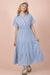 Piping Detail Tiered Layered Midi Dress in Light Blue