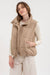 Solid Puffer Zip Up Vest in Mocha