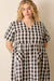 Gingham Button Up Midi Dress in Black and Cream