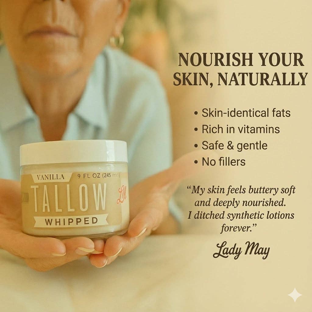 Vanilla Whipped Tallow Moisturizer  | Premium Beef Tallow Skincare | Lady May Tallow